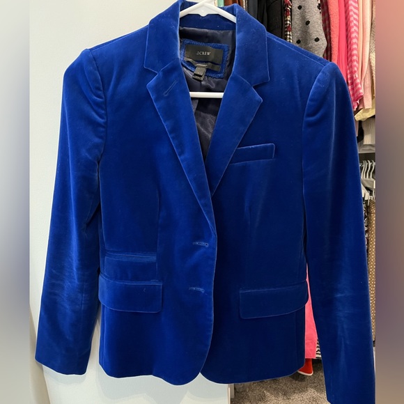 J. Crew Jackets & Blazers - J crew cobalt blue velvet blazer sz 0 EUC